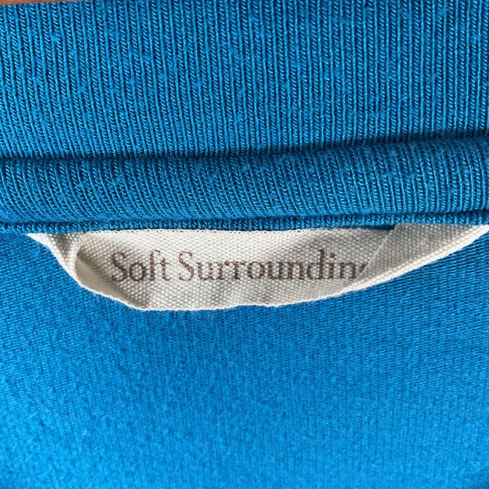 Soft Surrounding Asymmetrical Draped Top Womens XL Blue V-Neck 2BV31 - Picture 4 of 8